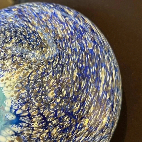 Vintage Blue Handblown Decorative Abstract Bowl - Picture 3 of 4